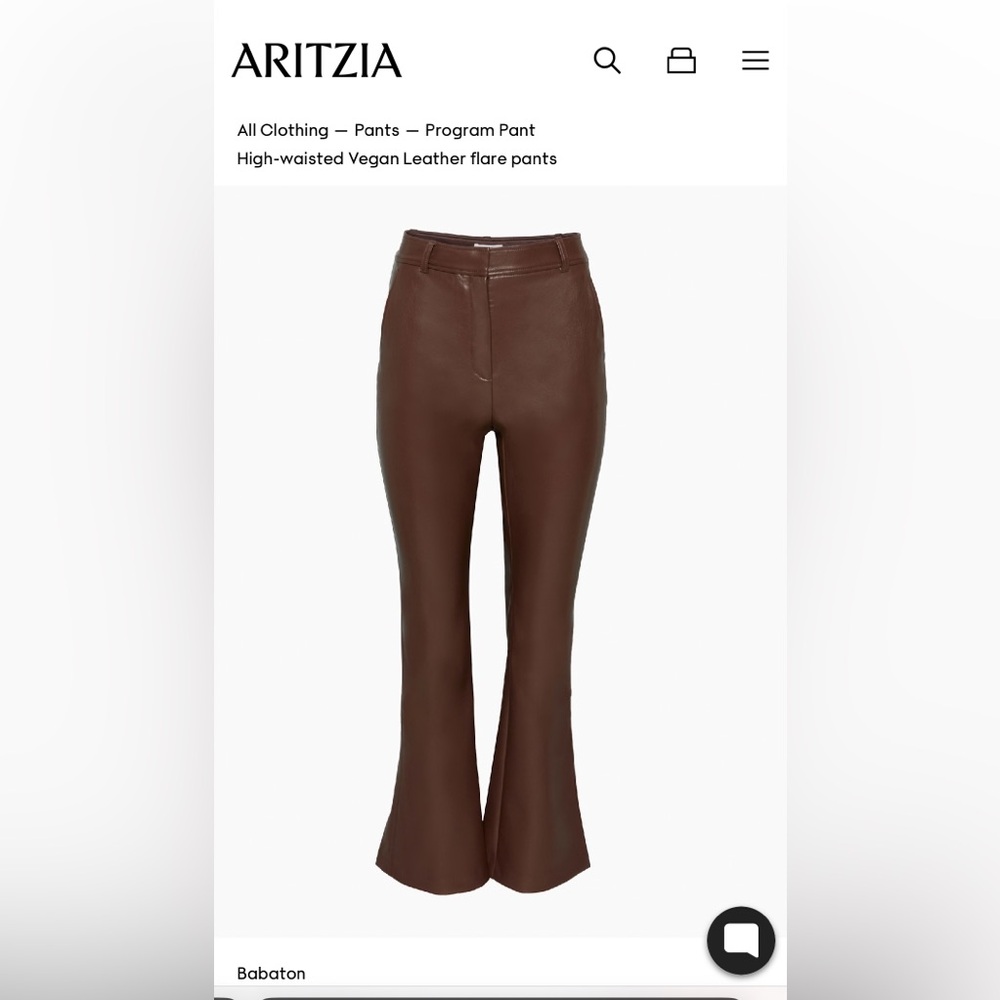 Aritzia Babaton Program Pant Vegan Leather Flare Size 2 SHORT